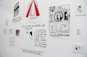 lucy_watts_vue_dinstallation_my_education_costs_1_euro_par_jour_dessins_impressions_dessin