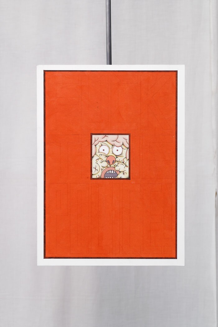 alan_schmalz_we_are_a_lot_aquarelle_huile_encre_et_letraset_sur_papier_2020_vue_d-exposition_sur_pierres_brulantes_2020__aurelie